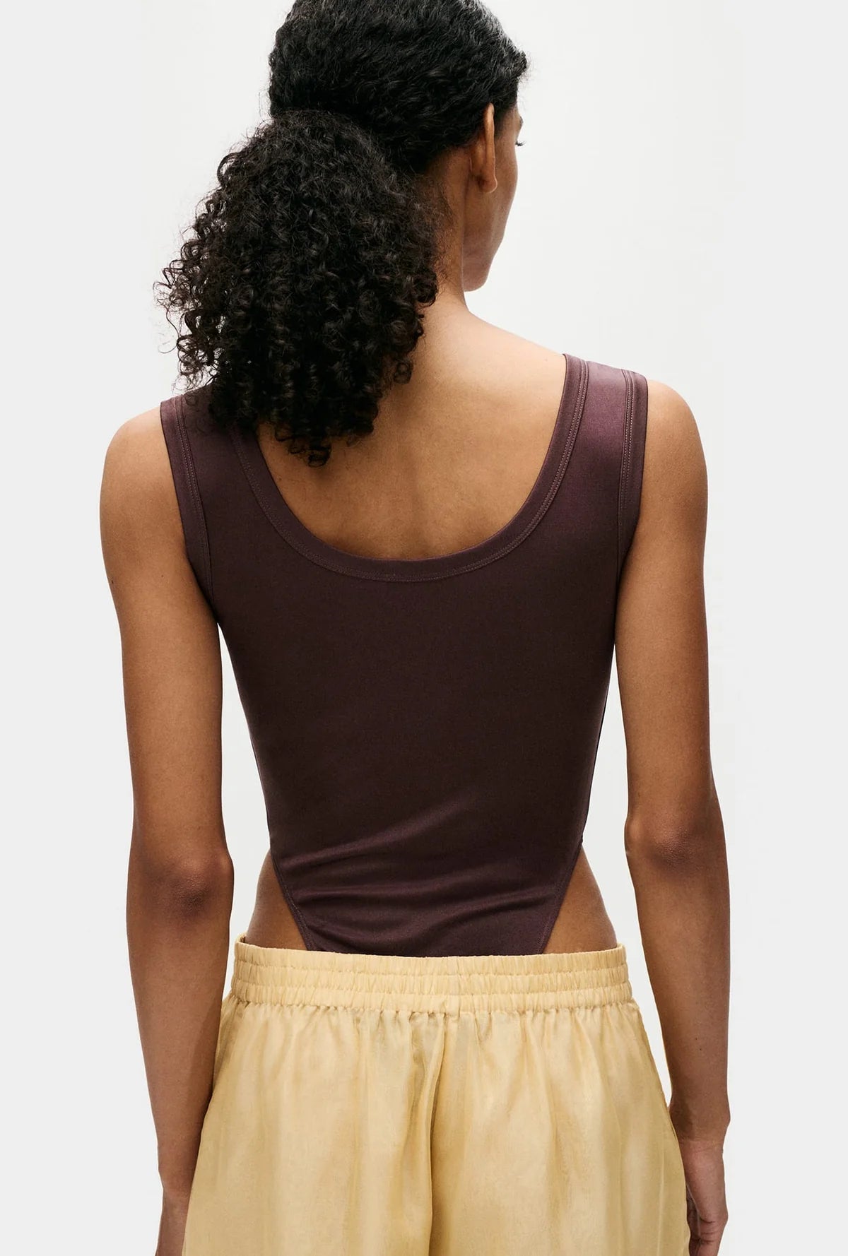 Silk Laundry - Jersey Modal Cutaway Bodysuit in Cacao