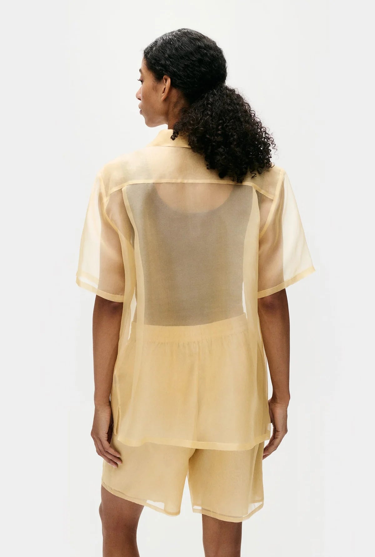 Silk Laundry - Organza Camp Shirt in Beige