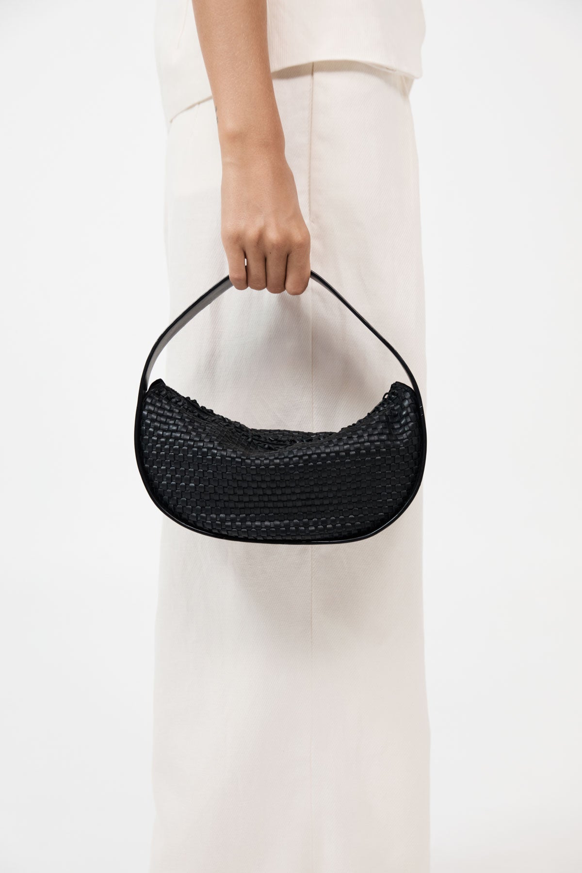 St. Agni - Woven Petit Arc Bag in Black