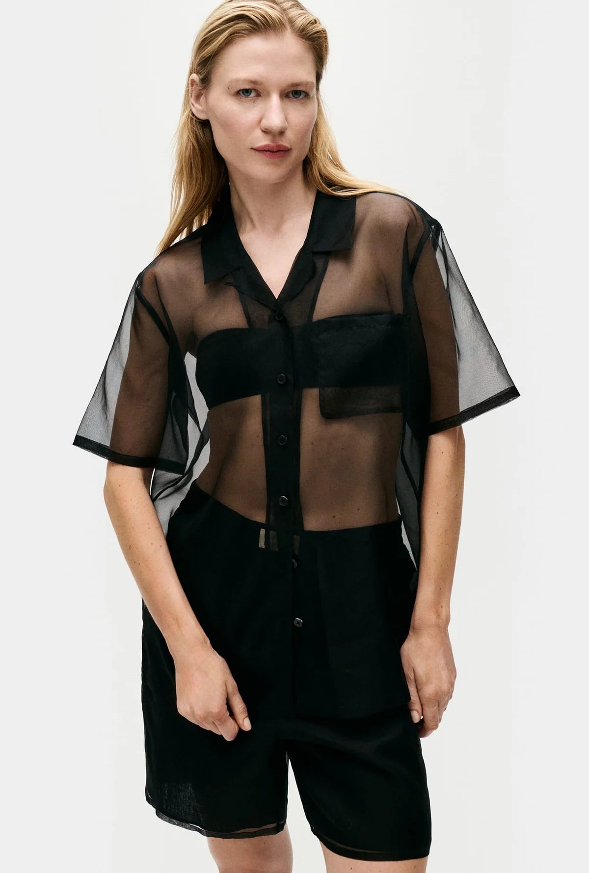 Silk Laundry - Organza Shirt in Black