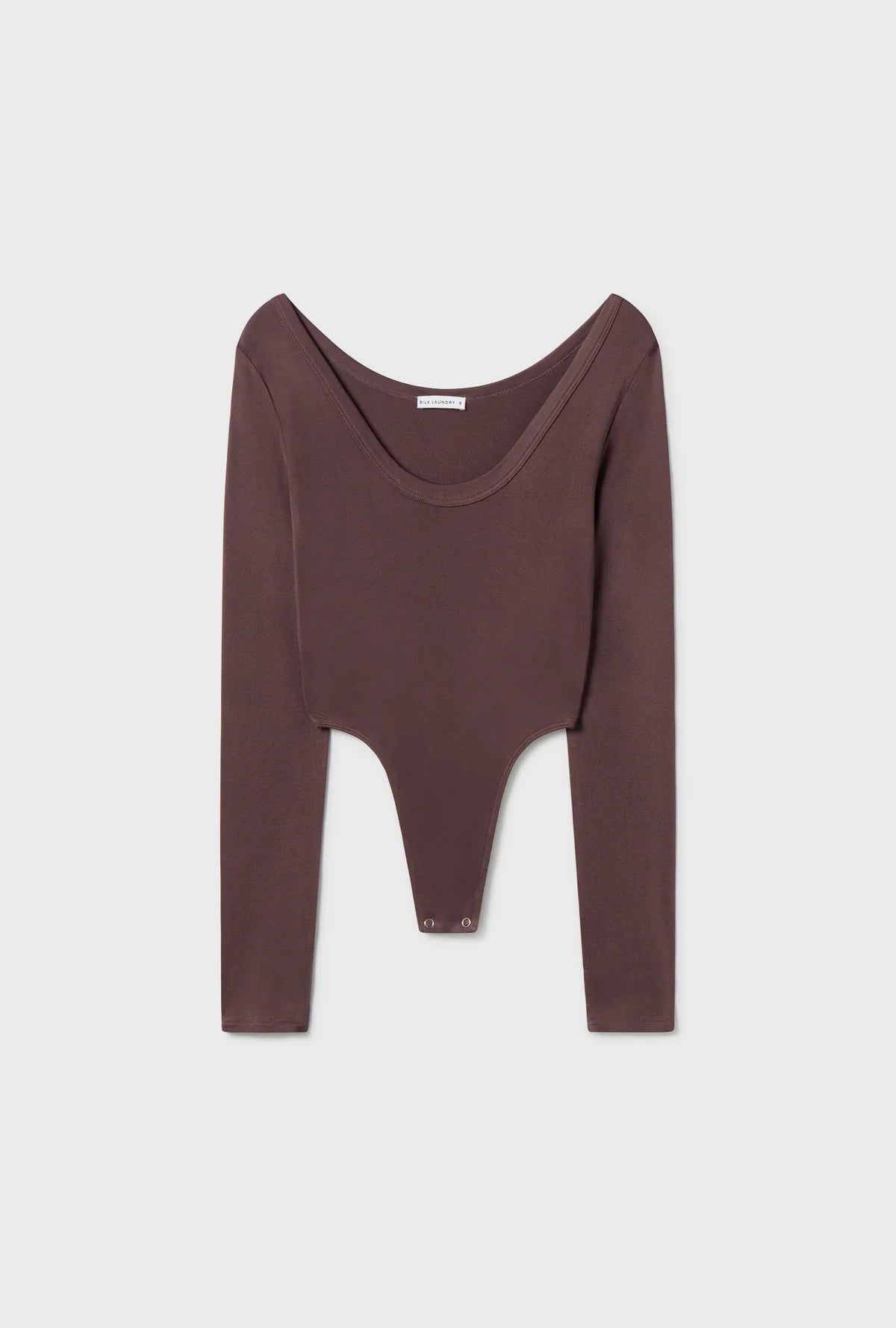 Silk Laundry - Jersey Modal Longsleeve Cutaway Bodysuit in Cacao