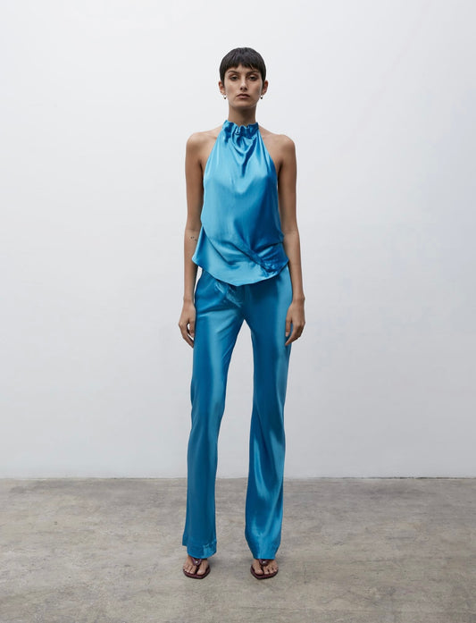 Paris Georgia - Sleek Belted Pant in Bold Blue