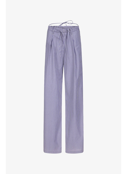 Priscavera - Drawstring Poplin Pants in Banker Stripes