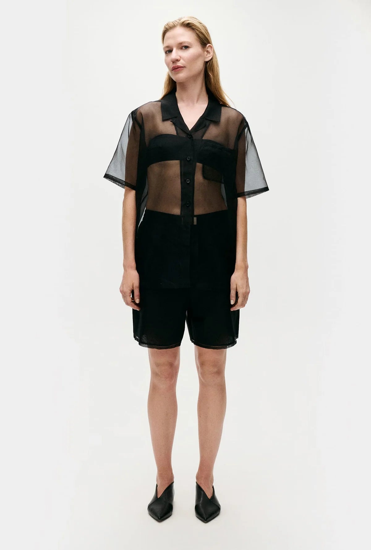 Silk Laundry - Organza Shirt in Black