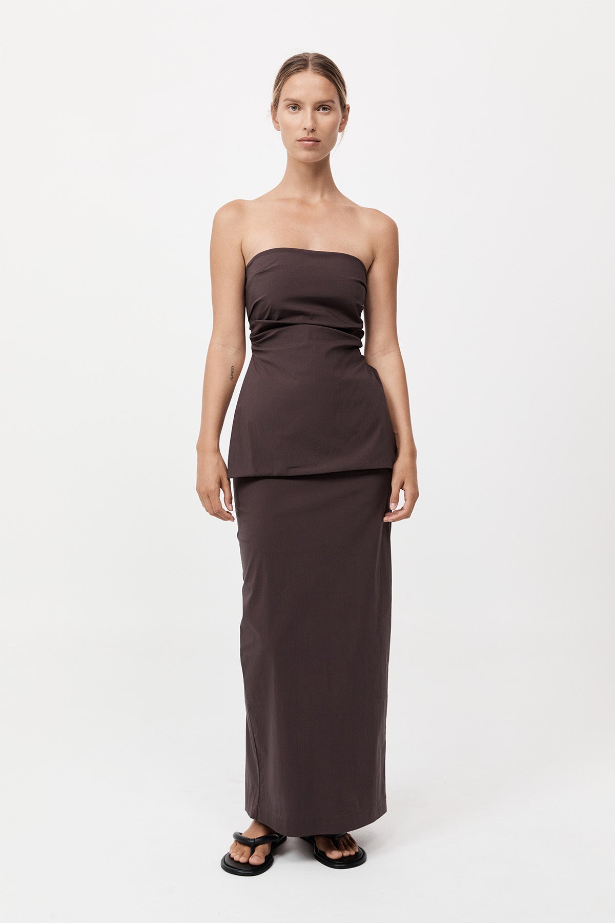 St. Agni Strapless Tie Back Top in Chocolate Plum