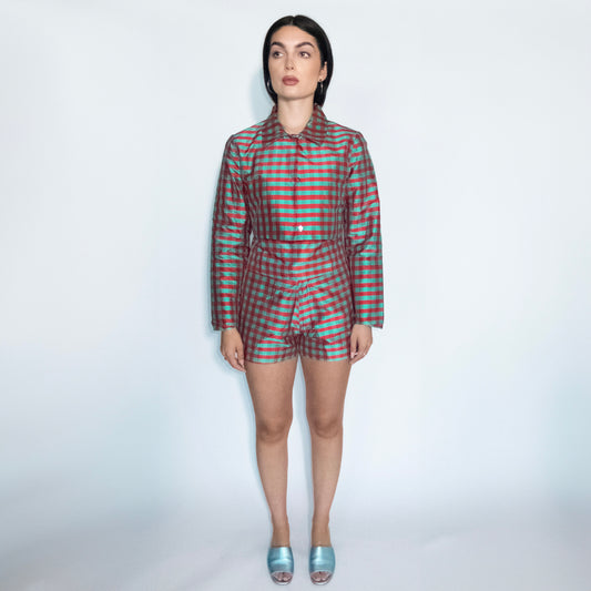 Coming of Age - Gingham Red Turquoise Bolero