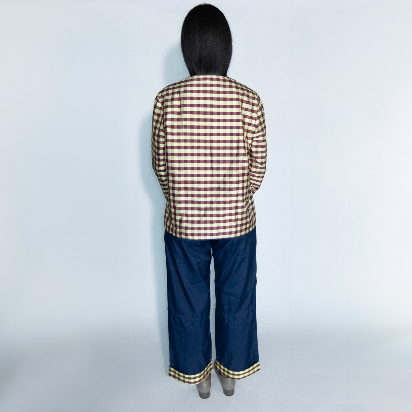 Coming of Age - Reversible Jacket Gingham Burgundy Yellow & Navy