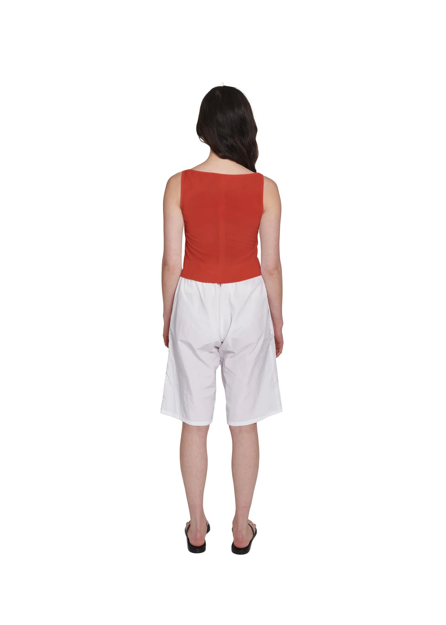 Coming of Age - Nylon Boat Neck Top in Tomato