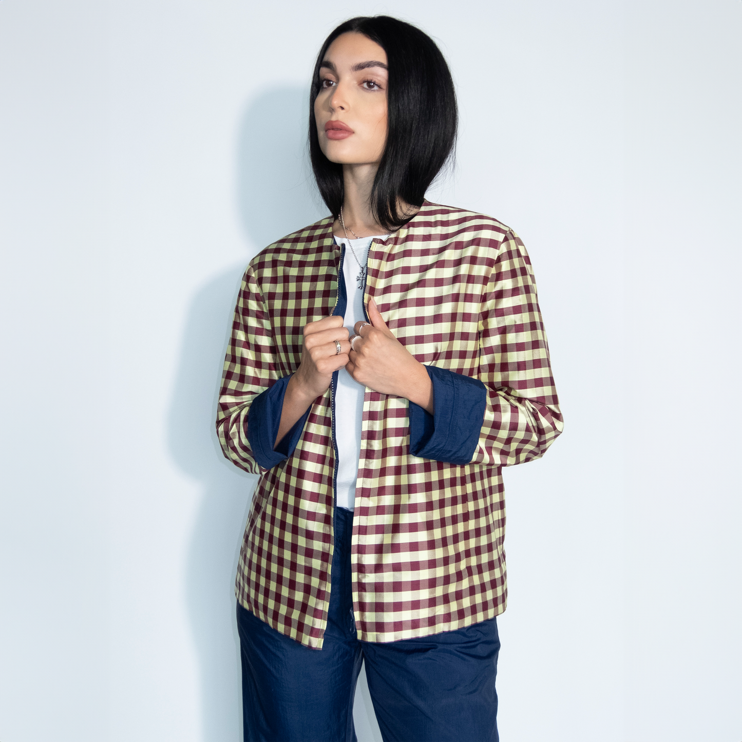 Coming of Age - Reversible Jacket Gingham Burgundy Yellow & Navy