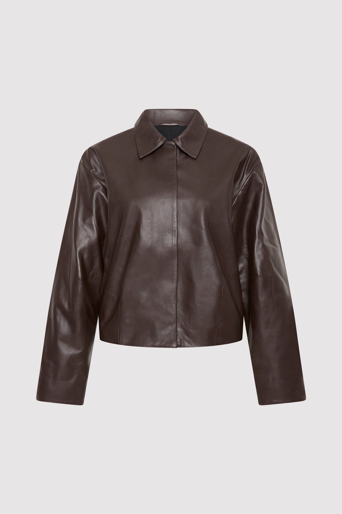 St Agni - Cocoon Leather Jacket in Chocolate