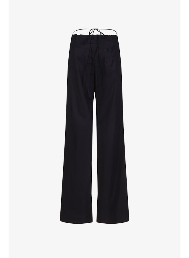 Priscavera - Drawstring Poplin Pants in Black