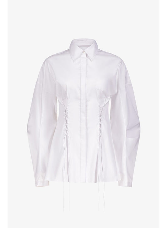 Priscavera - Laced Button Down Shirt in White